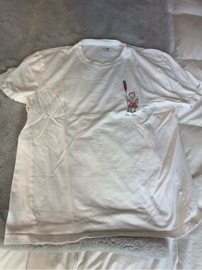 J. Crew White Short-Sleeve Tee with Canoe Bear and Paddle Detail
